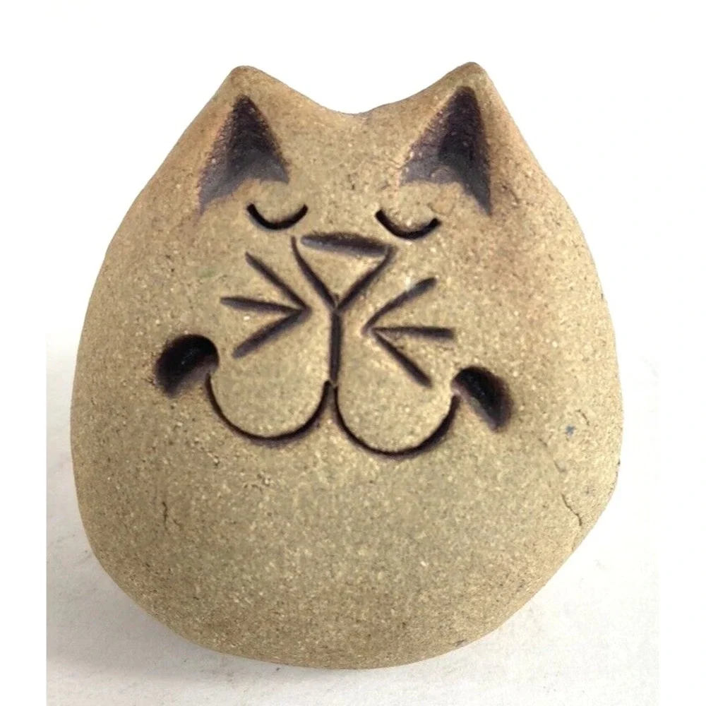 Graham Glynn Cat Figurine Clay Carving Whimsical Gift 2 1/2